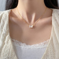 A44502 s925 silver trendy sweet unique rhinestone butterfly necklace