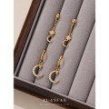A43911 s925 sterling silver fashion elegant cubic zirconia moon earrings