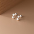 A37058 s925 sterling silver rhinestone pearl earrings