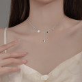 A35351 s925 sterling silver heart tassel necklace