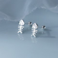 A38107 s925 sterling silver simple fishbone stud design unique earrings