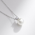 A43910 s925 sterling silver rhinestone artificial pearl elegant necklace