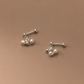 A33648 s925 sterling silver simple fashion pearl earrings