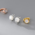 A42978 s925 sterling silver trendy sweet circle shell geometric earrings