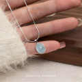 A44516 s925 silver oval pendant simple necklace