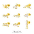 A43058 s925 sterling silver geometric cubic zirconia stud fashion design earrings
