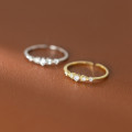A36991 s925 sterling silver rhinestone teardrop adjustable ring