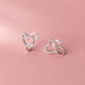 A35426 s925 sterling silver sparkling hollowed heartshape cute sweet earrings