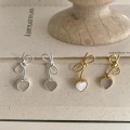 A45017 sterling silver butterfly shell heart stud simple elegant earrings