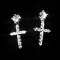 A45325 s925 sterling silver dainty simple rhinestone sparkling cross stud earrings