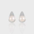 A42385 unique elegant geometric fresh water pearl s925 sterling silver stud earrings