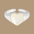 A43953 heart shell adjustable sterling silver s925 ring