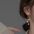 A45192 s925 silver sparkling rhinestone pearl elegant earrings