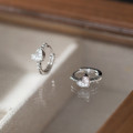 A44633 s925 sterling silver trendy sweet dainty rhinestone heart stud earrings