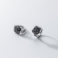 A35804 s925 sterling silver silver rose simple vintage flower earrings