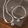 A39532 s925 sterling silver pearl heart grade elegant necklace