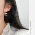 A44539 s925 sterling silver trendy sweet rhinestone hollowed string stud earrings
