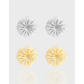 A43643 double layered flower stud sterling silver s925 earrings