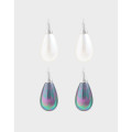 A40318 design teardrop colorful pearl stud sterling silver s925 earrings