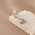 A35894 s925 sterling silver square cubiczirconia gold simple earrings