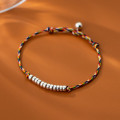 A36084 s925 sterling silver circle rope braided rope trendy simple charm bracelet