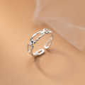 A33551 s925 sterling silver simple square hollowed geometric ring