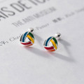 A38219 s925 sterling silver colorful triangle stud design unique earrings