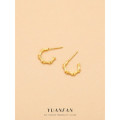 A42548 s925 sterling silver stud vintage gold metal geometric earrings