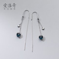 A32307 s925 sterling silver string chic trendy rhinestone heart dangleearring earrings