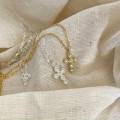 A38835 sterling silver cubic zirconia simple necklace