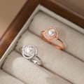 A44943 s925 sterling silver sweet rhinestone bar wrap pearl ring