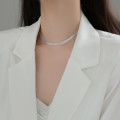A33047 s925 sterling silver chic wide chain necklace