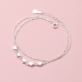 A34997 s925 sterling silver heart doublelayer charm bracelet