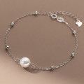 A40220 s925 sterling silver artificial pearl anklet trendy elegant